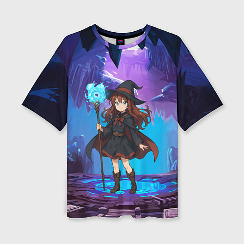Женская футболка оверсайз Аниме девочка маг с волшебных посохом / 3D-принт – фото 1