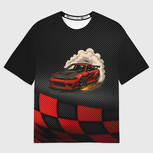 Женская футболка оверсайз Дрифт авто с облаком дыма / 3D-принт – фото 1