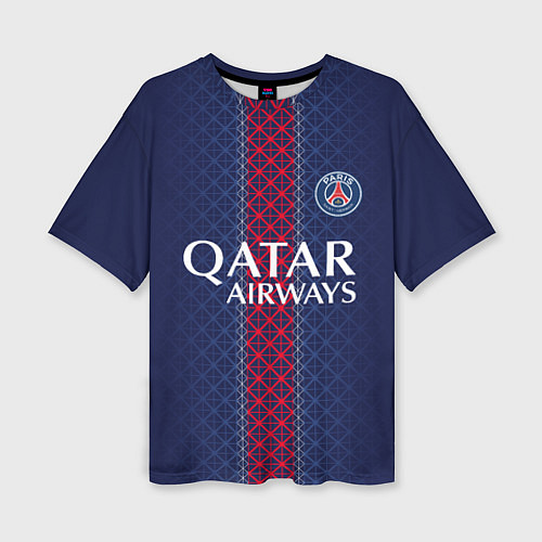 Женская футболка оверсайз ПСЖ домашняя форма 25 26 / 3D-принт – фото 1