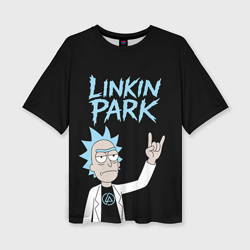 Женская футболка оверсайз Linkin Park и Рик рокер двухсторонняя / 3D-принт – фото 1