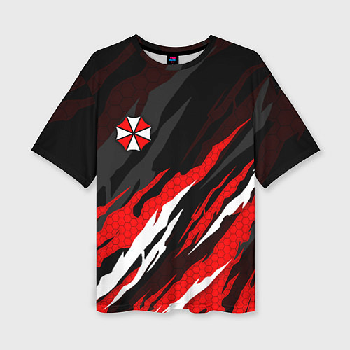 Женская футболка оверсайз Umbrella - красное пламя / 3D-принт – фото 1