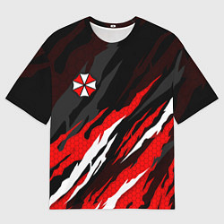 Футболка оверсайз женская Umbrella - красное пламя, цвет: 3D-принт