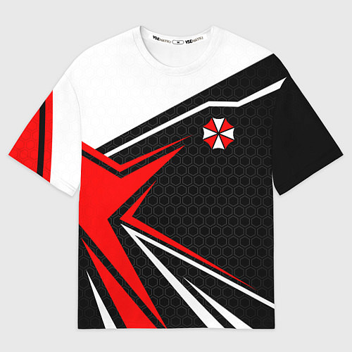 Женская футболка оверсайз Umbrella - red uniform / 3D-принт – фото 1