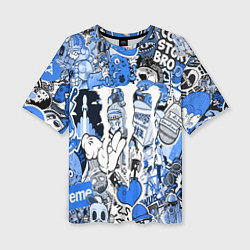 Футболка оверсайз женская Monster energy sticker blue, цвет: 3D-принт