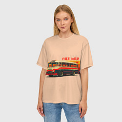 Футболка оверсайз женская ПАЗ 652 ретро автобус поп-арт, цвет: 3D-принт — фото 2