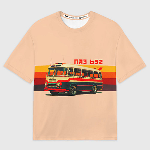 Женская футболка оверсайз ПАЗ 652 ретро автобус поп-арт / 3D-принт – фото 1