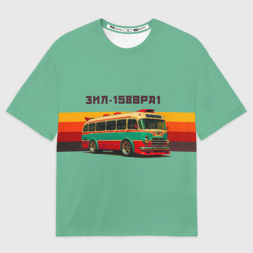 Женская футболка оверсайз Ретро автобус ЗИЛ 158ВРА1 поп-арт / 3D-принт – фото 1