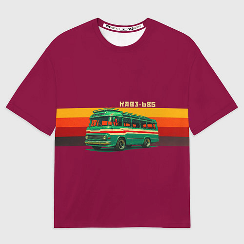 Женская футболка оверсайз Ретро автобус КАВЗ-685 поп-арт / 3D-принт – фото 1