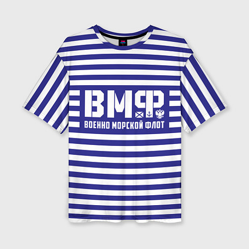 Женская футболка оверсайз ВМФ текстура тельняшки / 3D-принт – фото 1