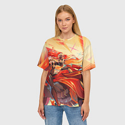 Футболка оверсайз женская Genshin Impact Mavuika bike, цвет: 3D-принт — фото 2