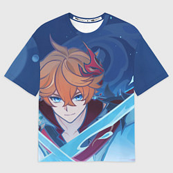 Футболка оверсайз женская Genshin Impact Tartaglia hydro, цвет: 3D-принт