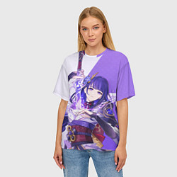 Футболка оверсайз женская Сёгун Райдэн Genshin Impact thunder, цвет: 3D-принт — фото 2