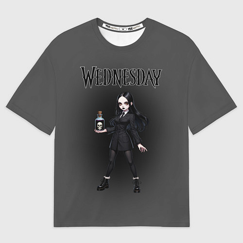 Женская футболка оверсайз Уэнсдей в стиле аниме / 3D-принт – фото 1