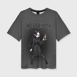 Футболка оверсайз женская Уэнсдей держит пузырек яда, цвет: 3D-принт