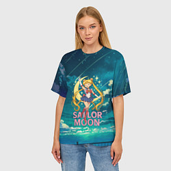 Футболка оверсайз женская Sailor Moon на фоне неба, цвет: 3D-принт — фото 2