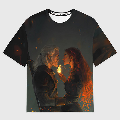 Женская футболка оверсайз Ведьмак и огненная Трисс / 3D-принт – фото 1