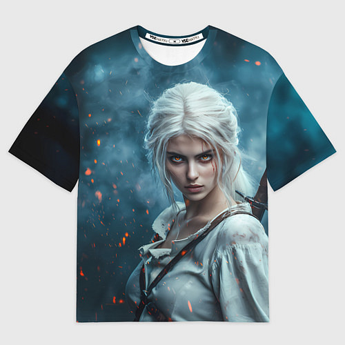 Женская футболка оверсайз Цири с огненными глазами / 3D-принт – фото 1