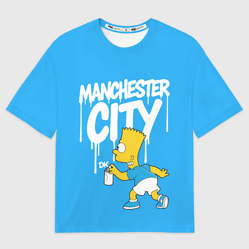 Женская футболка оверсайз Граффити Манчестер Сити и Барт Симпсон / 3D-принт – фото 1