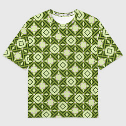Футболка оверсайз женская Текстура из ромбов зеленая, цвет: 3D-принт