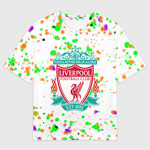 Женская футболка оверсайз Liverpool брызги красок текстура / 3D-принт – фото 1