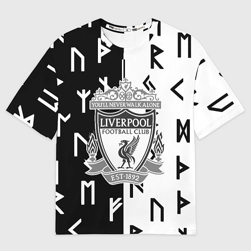 Женская футболка оверсайз Liverpool символы текстура / 3D-принт – фото 1