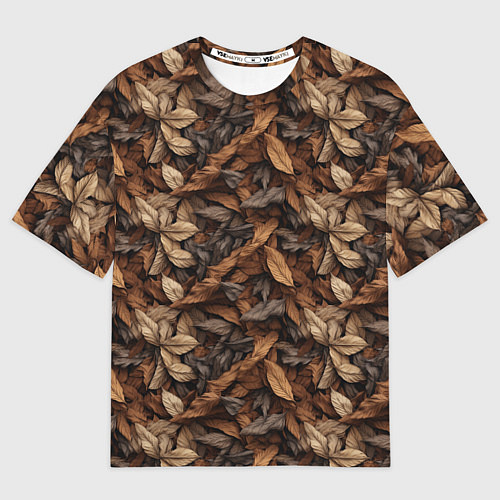 Женская футболка оверсайз Камуфляж из осенних листьев / 3D-принт – фото 1