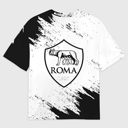 Женская футболка оверсайз ROMA черно белые штрихи / 3D-принт – фото 1