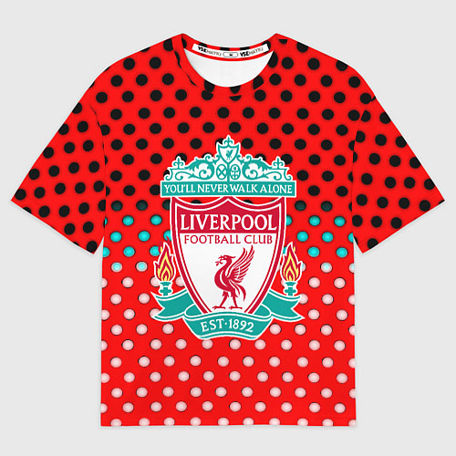 Женская футболка оверсайз Liverpool точки текстура спорт / 3D-принт – фото 1