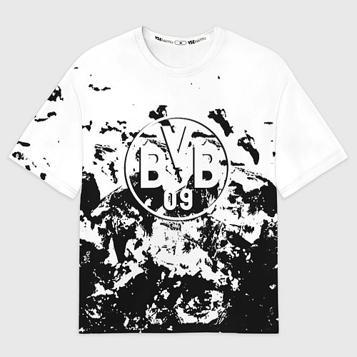 Женская футболка оверсайз Borussia черные краски / 3D-принт – фото 1