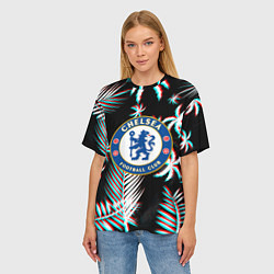 Футболка оверсайз женская Chelsea тропики глитч текстура, цвет: 3D-принт — фото 2
