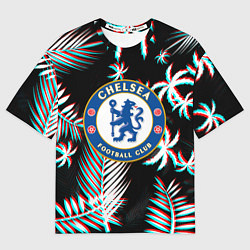 Женская футболка оверсайз Chelsea тропики глитч текстура