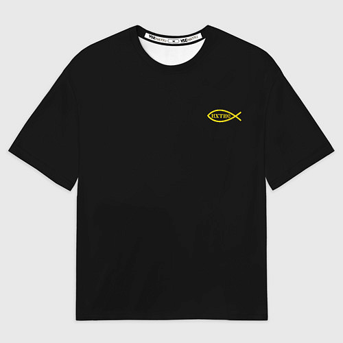 Женская футболка оверсайз Симъ победиши черно-оранжевый арт / 3D-принт – фото 1