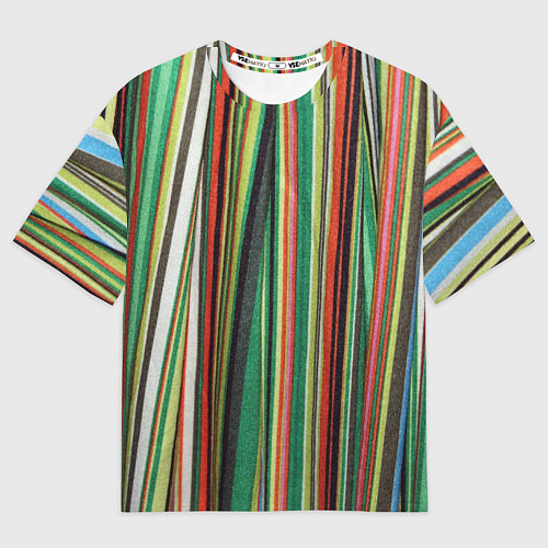 Женская футболка оверсайз Полоски ткани / 3D-принт – фото 1