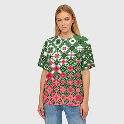 Футболка оверсайз женская Розово-зеленая метаморфоза, цвет: 3D-принт — фото 2