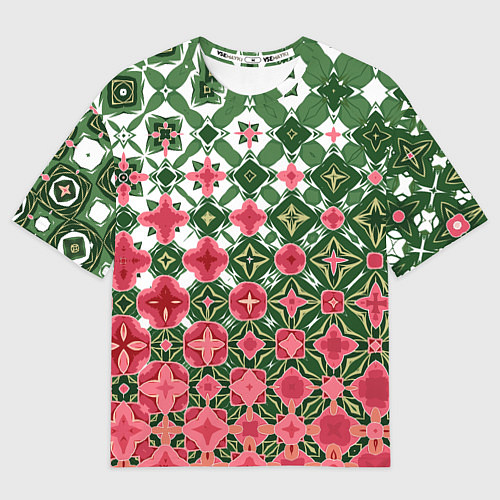 Женская футболка оверсайз Розово-зеленая метаморфоза / 3D-принт – фото 1