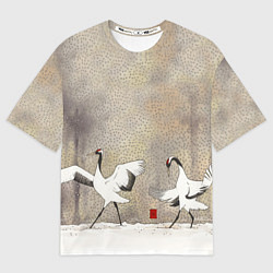 Футболка оверсайз женская Журавли зимняя акварель, цвет: 3D-принт
