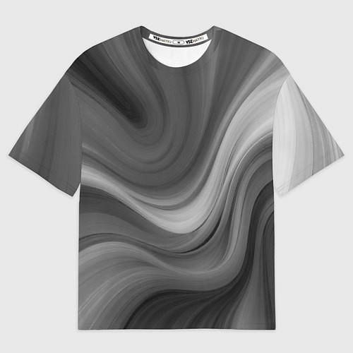 Женская футболка оверсайз Серые волны абстракция однотонная / 3D-принт – фото 1