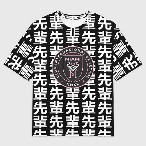 Женская футболка оверсайз Inter japan black / 3D-принт – фото 1