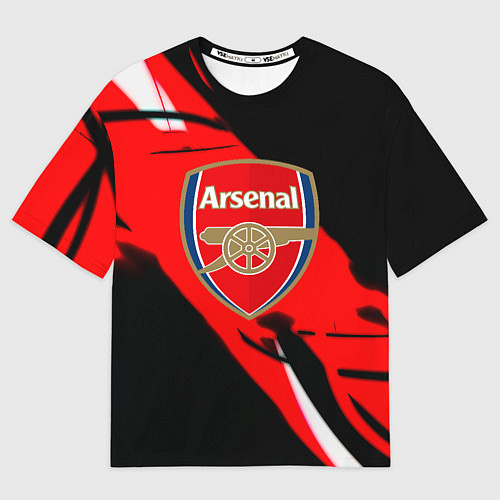 Женская футболка оверсайз Арсенал геометрия полосы краски / 3D-принт – фото 1