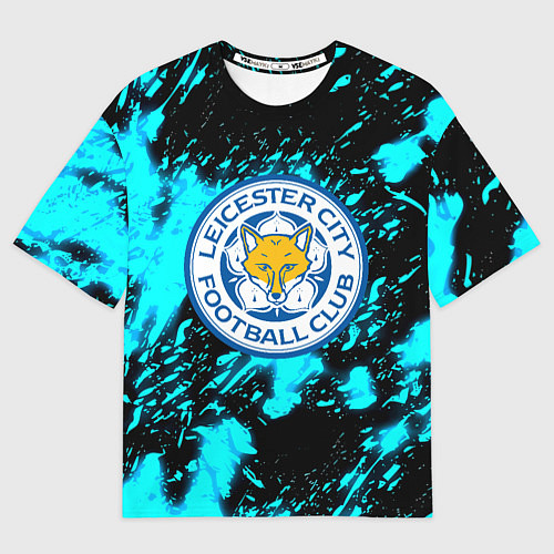 Женская футболка оверсайз Лестер сити голубые краски / 3D-принт – фото 1