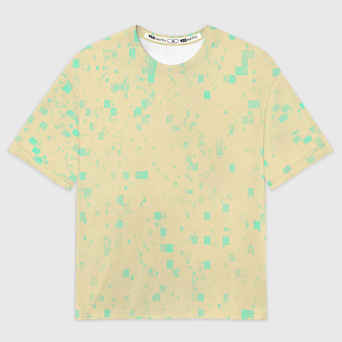 Женская футболка оверсайз Color beige turquoise / 3D-принт – фото 1