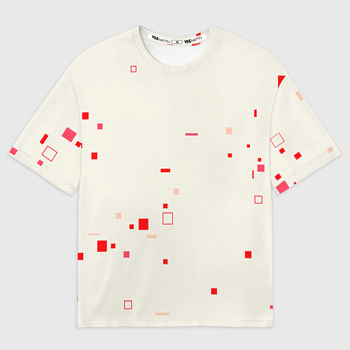 Женская футболка оверсайз Color white red shapes / 3D-принт – фото 1