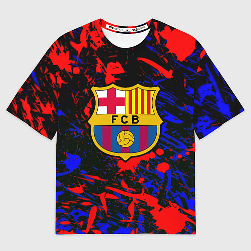 Женская футболка оверсайз Барселона абстрактные краски / 3D-принт – фото 1