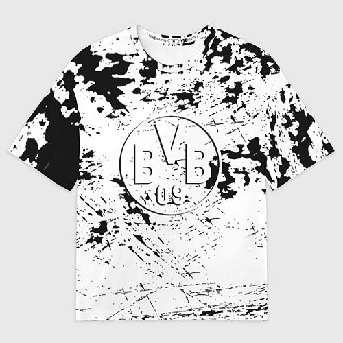 Женская футболка оверсайз Borussia черно белые краски / 3D-принт – фото 1