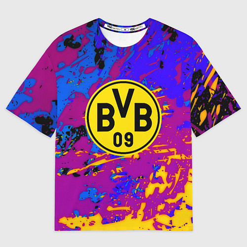 Женская футболка оверсайз Borussia абстрактные краски / 3D-принт – фото 1
