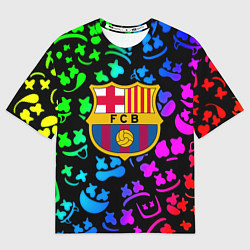 Футболка оверсайз женская Барселона x Маршмэллоу неоновый градиент, цвет: 3D-принт