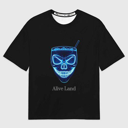 Женская футболка оверсайз Neon skull cocktail / 3D-принт – фото 1