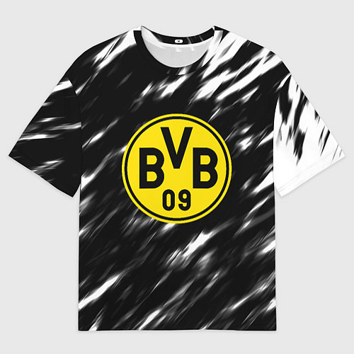 Женская футболка оверсайз Borussia штрихи красок текстура / 3D-принт – фото 1