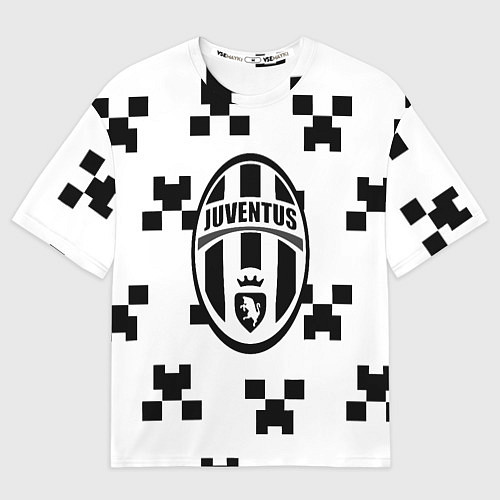 Женская футболка оверсайз Juventus x minecraft pattern / 3D-принт – фото 1