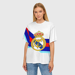 Футболка оверсайз женская Real Madrid текстура полосы, цвет: 3D-принт — фото 2